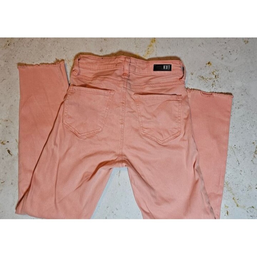KUT From The Kloth Women’s Size 0 Pink Raw Hem Skinny Jeans EUC Back to School - Picture 5 of 6